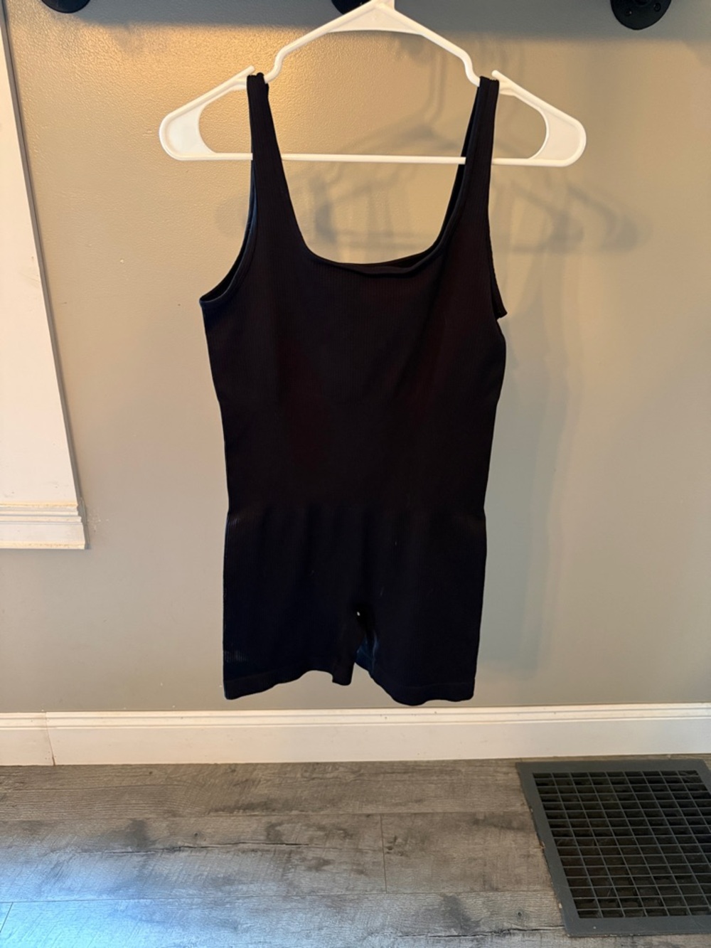 Women’s Black Ribbed Tank Romper Jumpsuit